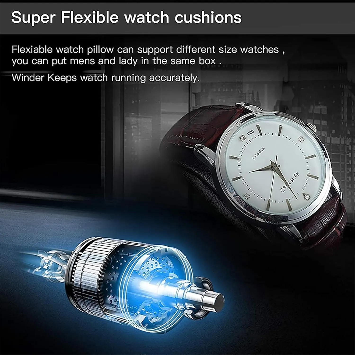 Wrist W,D Automatic Watch Winder for 6 Watch Winders 7 Storages Spaces seasonal endless molt forever volcanic freezing Pu Leather 4 Speeds Self-Winding Mechanical Watch Display Case Box Suitable for Men's and Ladies 