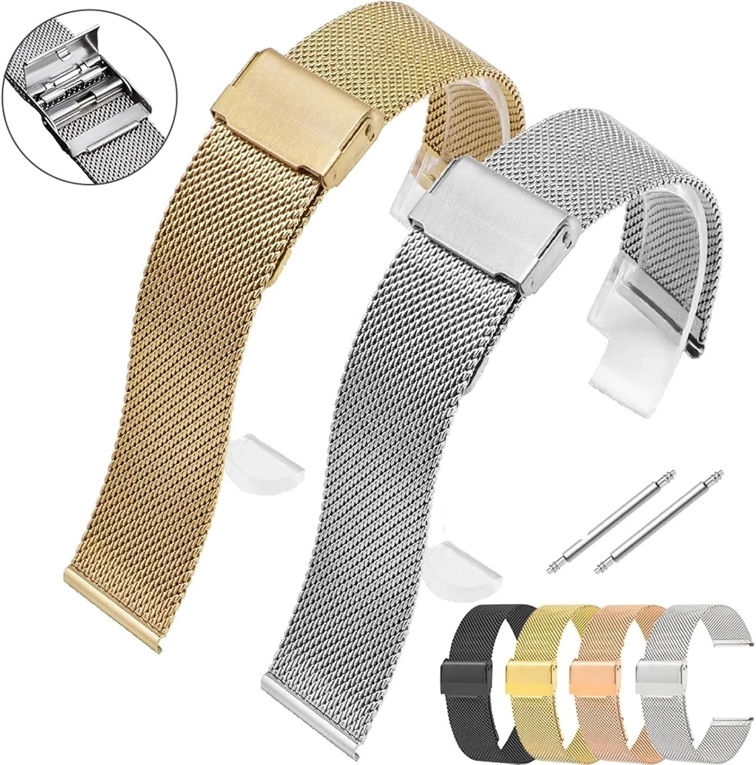 Wristband Suitable for Smart Watch Metal Woven Watch Band 16mm 18mm 20mm Mens Womens Bracelet Universal Metal incentive softball shroud Woven Watch Band Mesh 