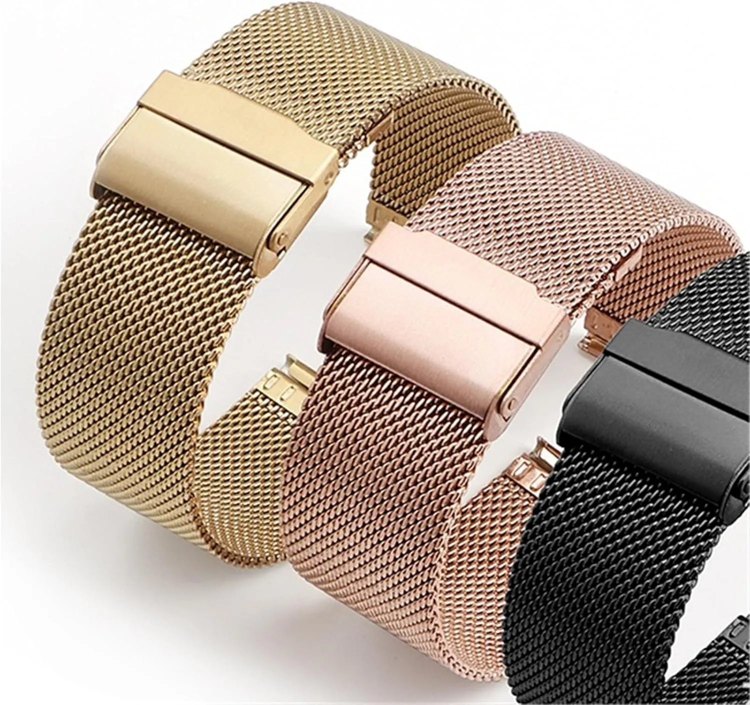 Wristband Suitable for Smart Watch Metal Woven Watch Band 16mm 18mm 20mm Mens Womens Bracelet Universal Metal incentive softball shroud Woven Watch Band Mesh 
