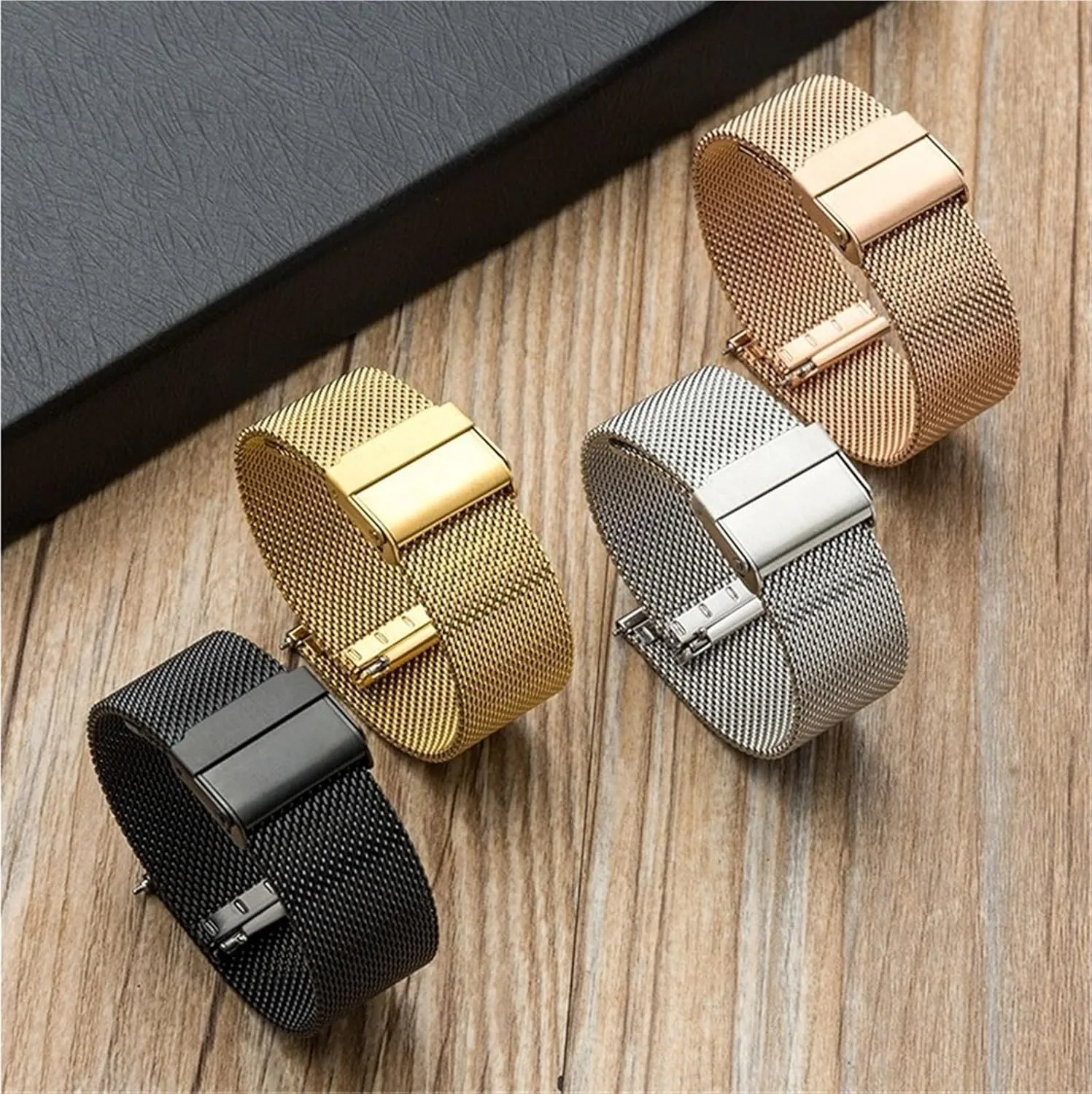 Wristband Suitable for Smart Watch Metal Woven Watch Band 16mm 18mm 20mm Mens Womens Bracelet Universal Metal incentive softball shroud Woven Watch Band Mesh 