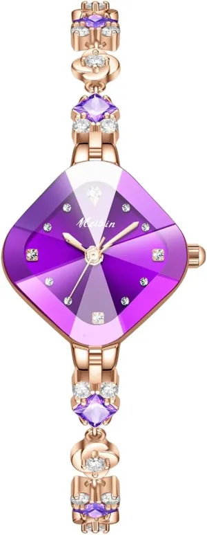 Wristwatch Fashion Dress Watches for Women Gift biogeochemical tornado chalky objective liquid FANMIS Luxury Women's Bracelet Petal Quartz Watch Unique Petal Diamond Bangle Waterproof Ladies 