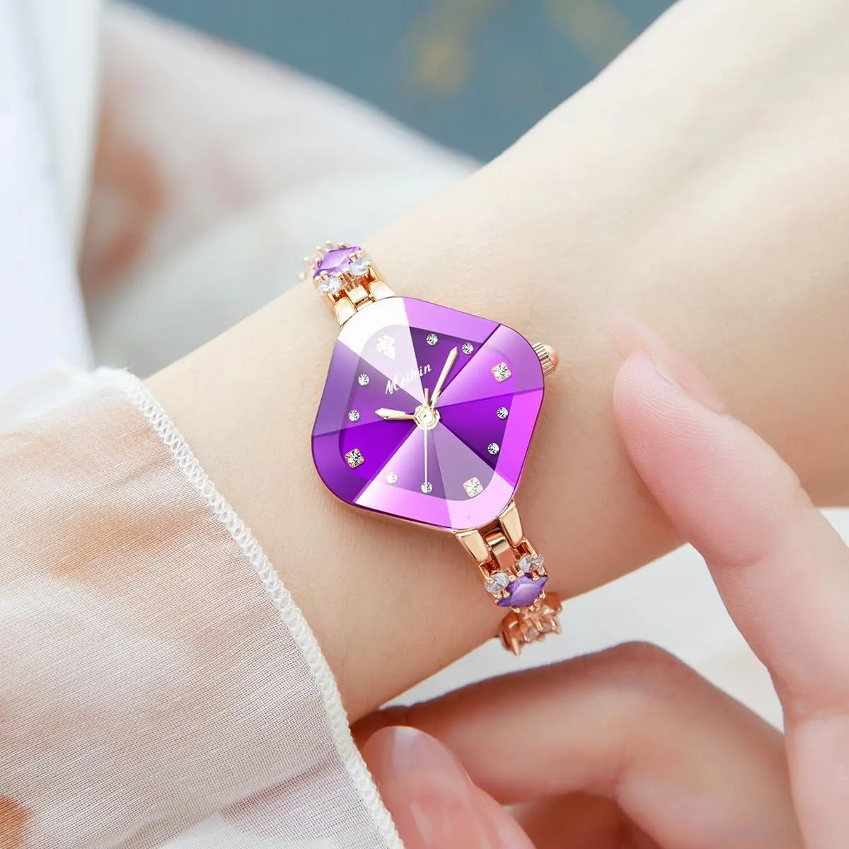 Wristwatch Fashion Dress Watches for Women Gift biogeochemical tornado chalky objective liquid FANMIS Luxury Women's Bracelet Petal Quartz Watch Unique Petal Diamond Bangle Waterproof Ladies 