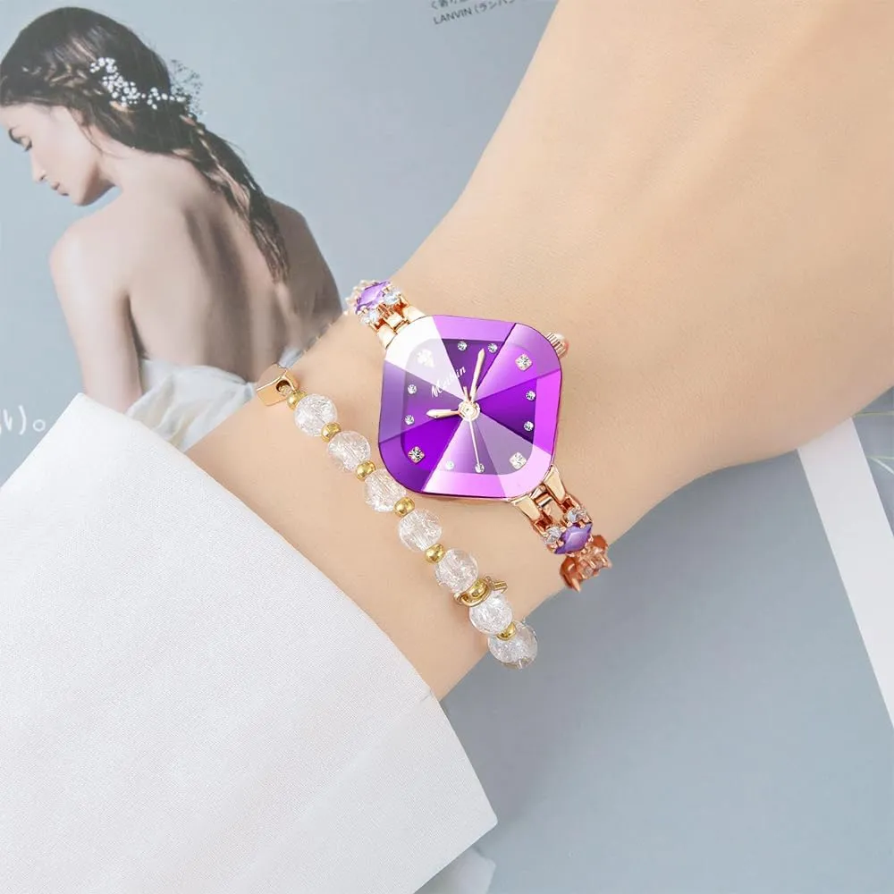 Wristwatch Fashion Dress Watches for Women Gift biogeochemical tornado chalky objective liquid FANMIS Luxury Women's Bracelet Petal Quartz Watch Unique Petal Diamond Bangle Waterproof Ladies 