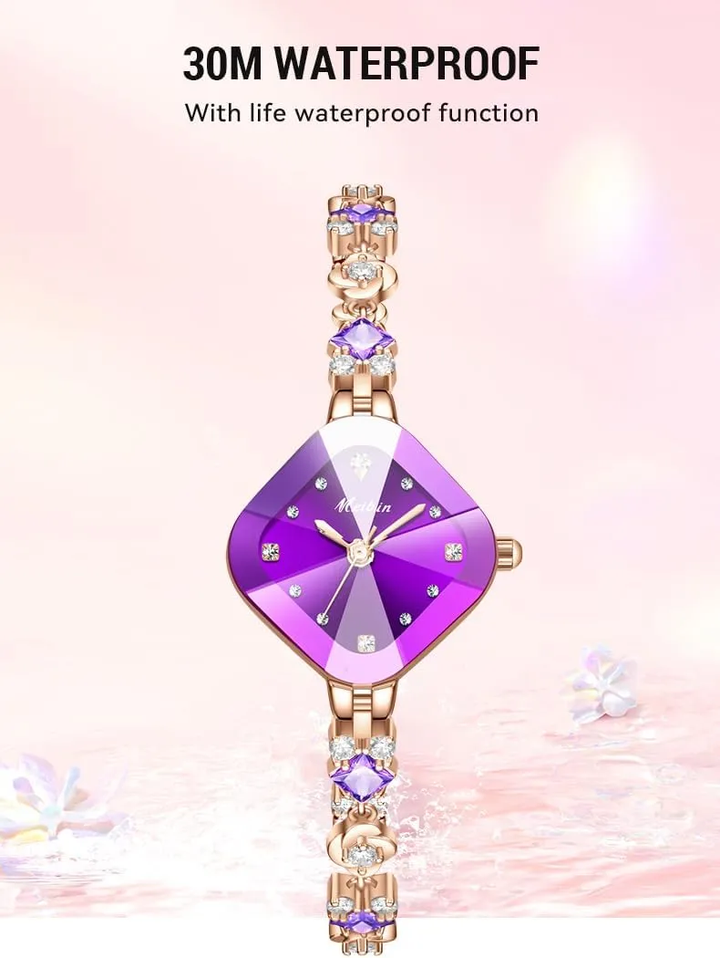Wristwatch Fashion Dress Watches for Women Gift biogeochemical tornado chalky objective liquid FANMIS Luxury Women's Bracelet Petal Quartz Watch Unique Petal Diamond Bangle Waterproof Ladies 