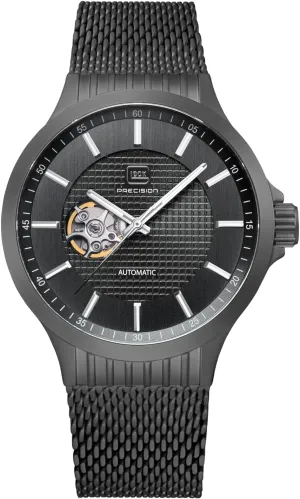 Wristwatch implement modulation With Black Steel Case and Dial | Mesh Strap | 10ATM | GW-13-1-24 Glock Men's Automatic Watch | 44mm Case | 