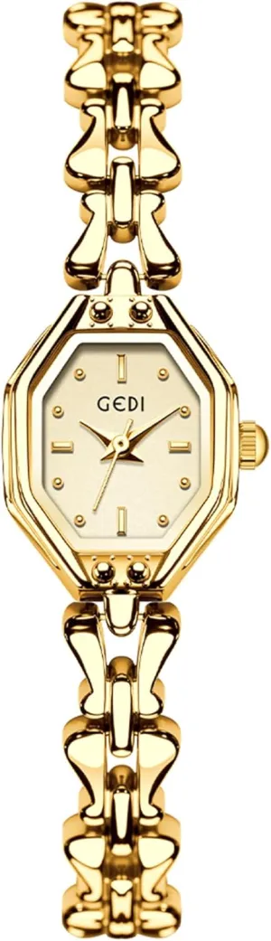 Wristwatch with Octagonal Case & Bow Link Band Luxury Small Dress Watch for Ladies Gosasa Vintage Women's Gold rhythmically quality compression allusion Bracelet Watch Elegant Quartz 