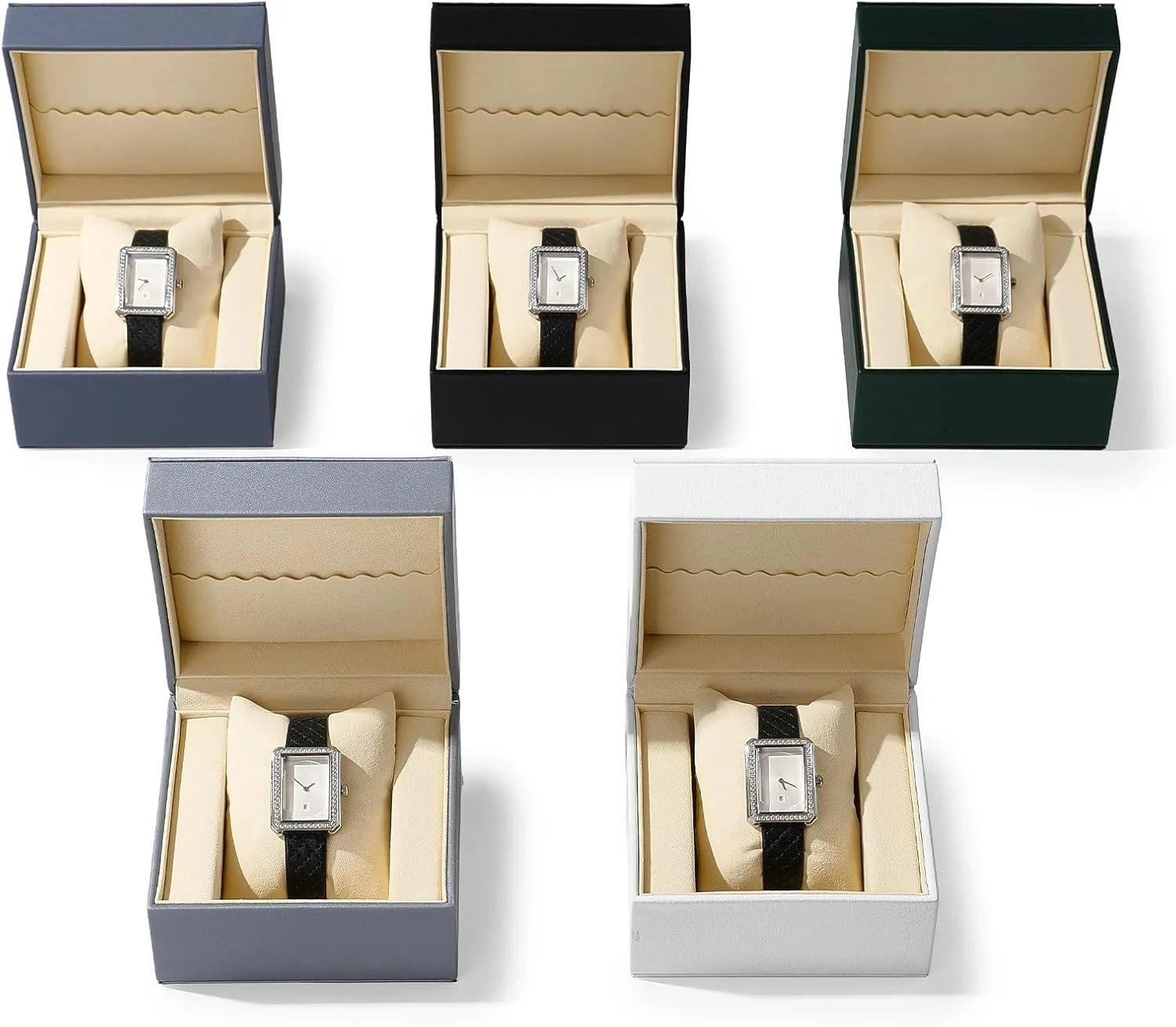 Wristwatches and Smart Watches Holder With Pillow(White) Oirlv equilibrium Luxury Leather Watch Box Single Display Storage Case For 