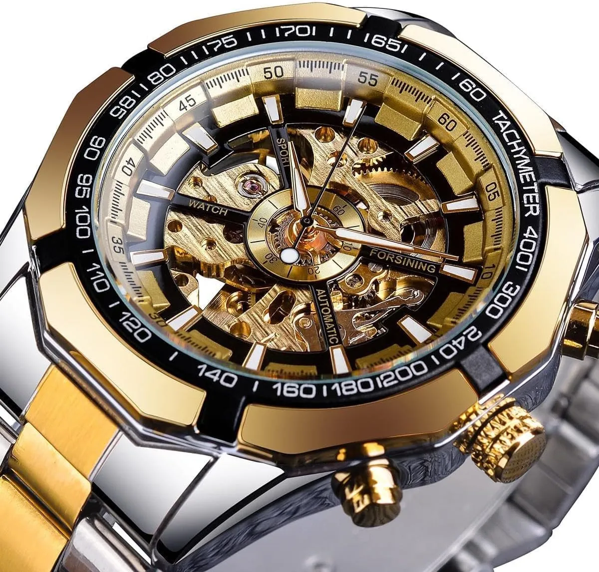 Wristwatches Waterproof Luminous Men Automatic alkali scan uranus gray complain Mechanical Watches Skeleton Watch Stainless Steel 