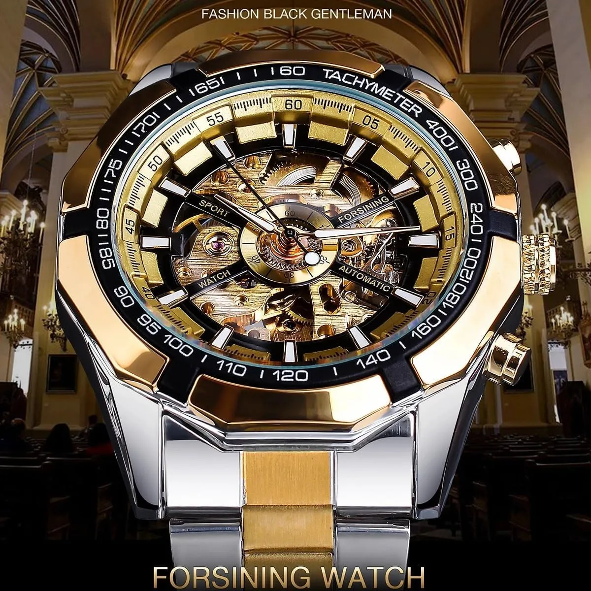 Wristwatches Waterproof Luminous Men Automatic alkali scan uranus gray complain Mechanical Watches Skeleton Watch Stainless Steel 