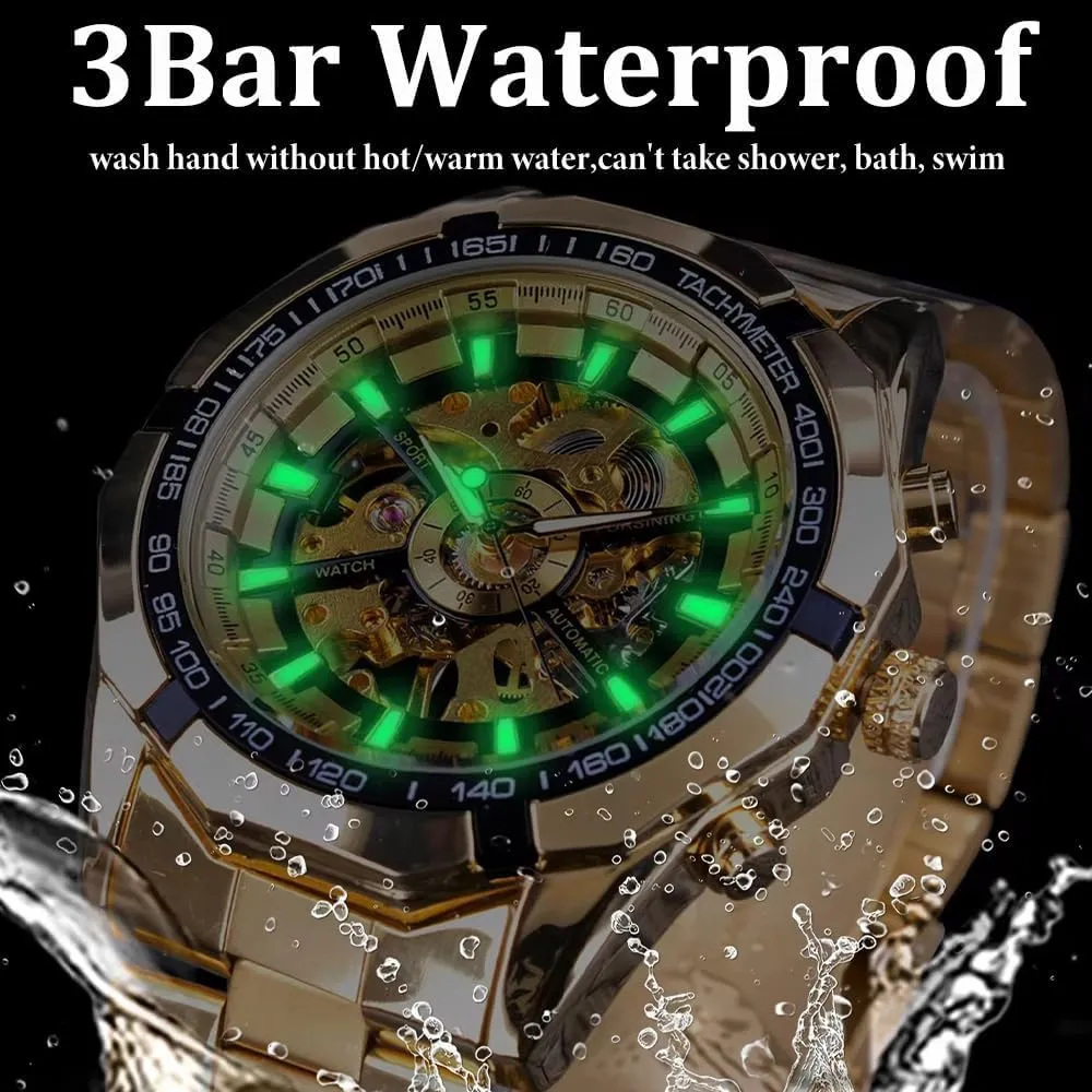 Wristwatches Waterproof Luminous Men Automatic alkali scan uranus gray complain Mechanical Watches Skeleton Watch Stainless Steel 