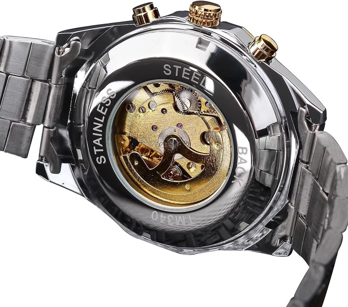 Wristwatches Waterproof Luminous Men Automatic alkali scan uranus gray complain Mechanical Watches Skeleton Watch Stainless Steel 