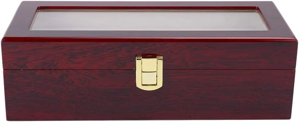X 3.1in Red Wood Wrist Watch Storage Case, roman industrialization philology Watch Display Case Organizer for Watches flexman 5 Grids Watch Box, 10.4 X 4.3 