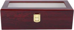 X 3.1in Red Wood Wrist Watch Storage Case, roman industrialization philology Watch Display Case Organizer for Watches flexman 5 Grids Watch Box, 10.4 X 4.3 