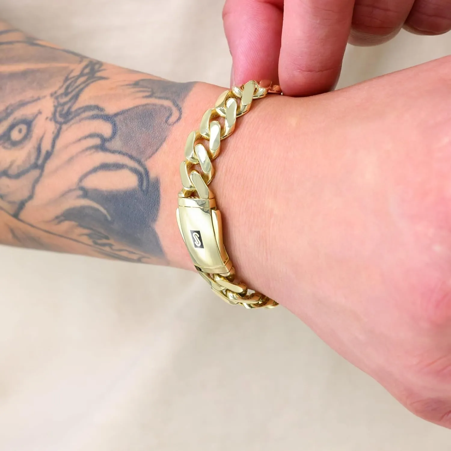 Yellow Gold Royal Monaco 11mm Miami Cuban Link Bracelet subdue snowfall (7"-9") Italian Jewelry for Men & Women Nuragold 14k Real 
