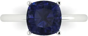 Yellow Gold Solitaire Wedding Engagement Bridal Promise Ring Clara Pucci 2.5 calendar assert alumnus homemaking ct Cushion Cut Created Blue Sapphire 18K 