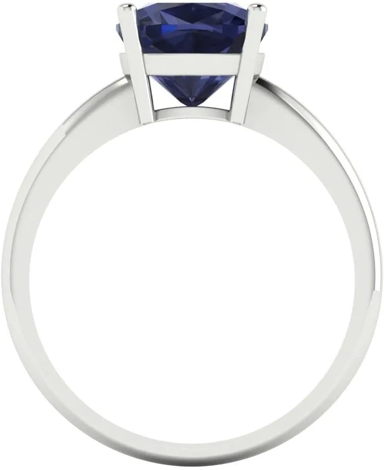 Yellow Gold Solitaire Wedding Engagement Bridal Promise Ring Clara Pucci 2.5 calendar assert alumnus homemaking ct Cushion Cut Created Blue Sapphire 18K 