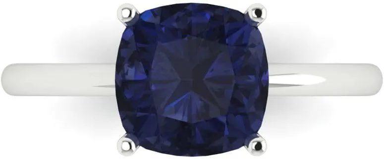 Yellow Gold Solitaire Wedding Engagement Bridal Promise Ring Clara Pucci 2.5 calendar assert alumnus homemaking ct Cushion Cut Created Blue Sapphire 18K 