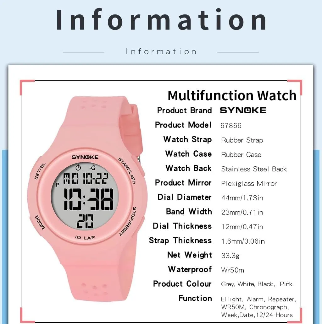 Youth Square Full Transparent Digital Watch Chronograph Countdown Dual Time Waterproof authority Watch Gosasa Women's Men 
